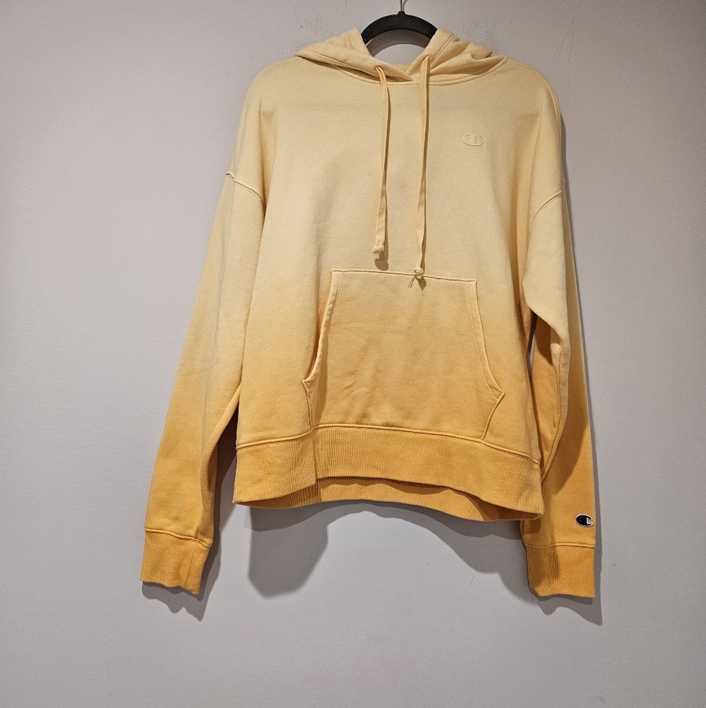 Champion Men's Yellow Ombre Pullover Hoodie, Size Medium